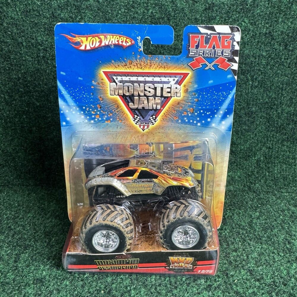 Maximum Destruction Hot Wheels Monster Jam Truck Flag Series Mud Trucks 12/75